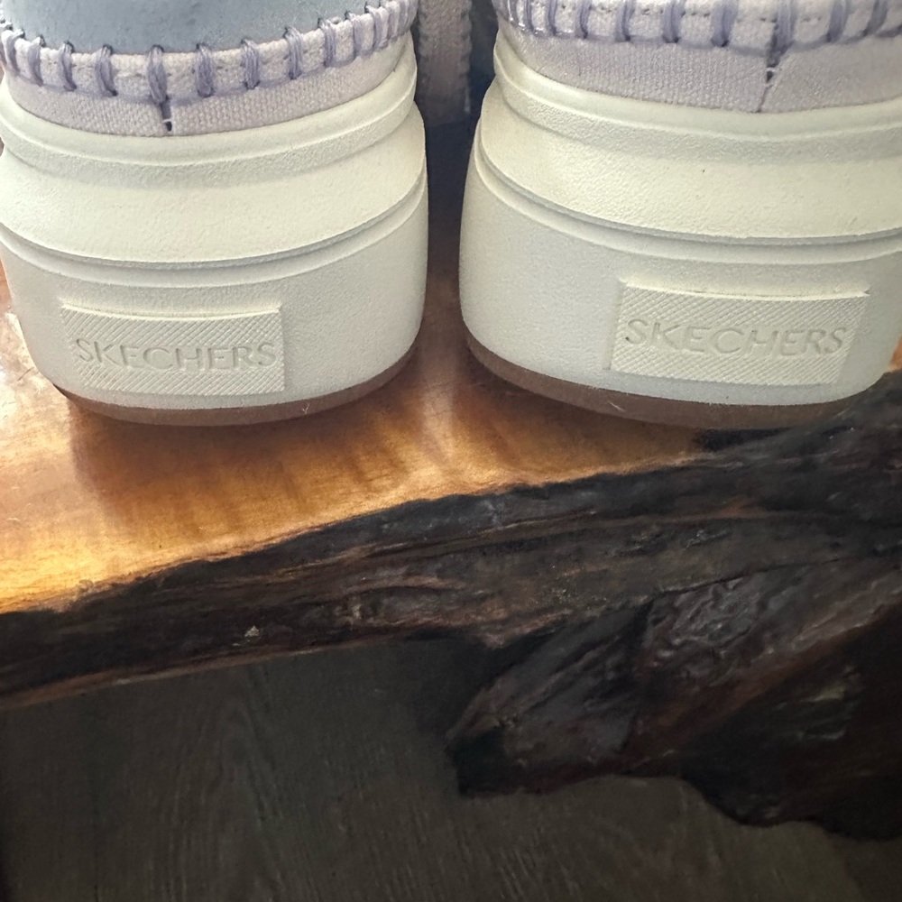 Skechers Women's Light Blue and Cream Sneakers - Picture 6 of 8